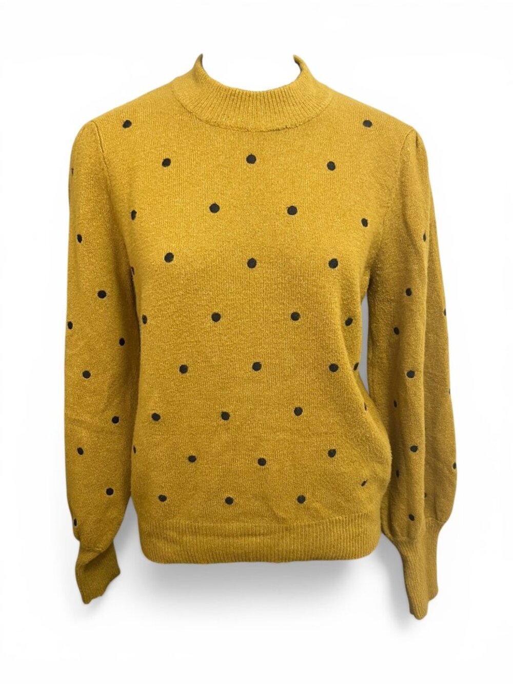 Who What Wear Mustard Yellow Polka Dot Sweater Small Cotton Blend Size Small